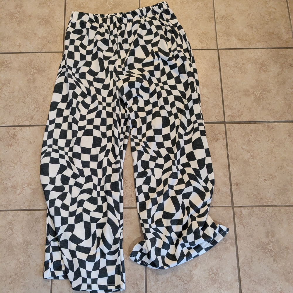 Stylish Black and White Checkered Women's Pants